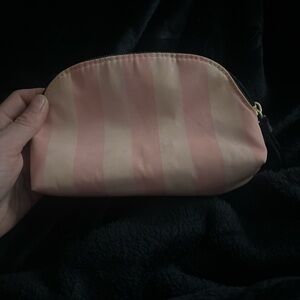 Victoria's Secret Pink and Cream Striped Cosmetic Pouch